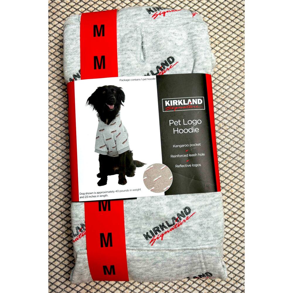 NWT Kirkland Signature Pet Dog /Cat Hoodie, Medium, Gray Sweater, Reflective